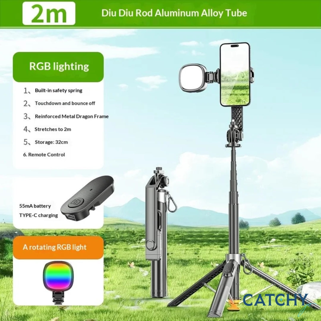 P61 Stretchable Selfie Stick With K-Style Fill Light