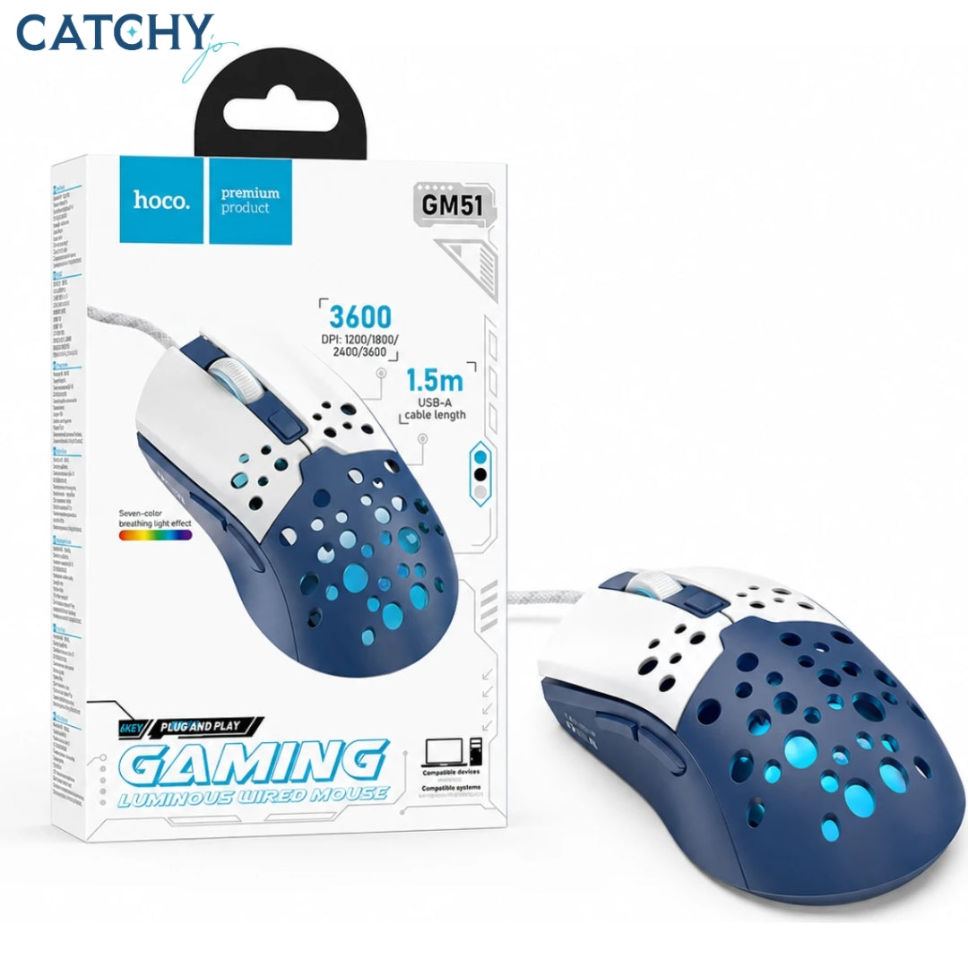 HOCO GM51 Blue Sky Gaming Wired Mouse
