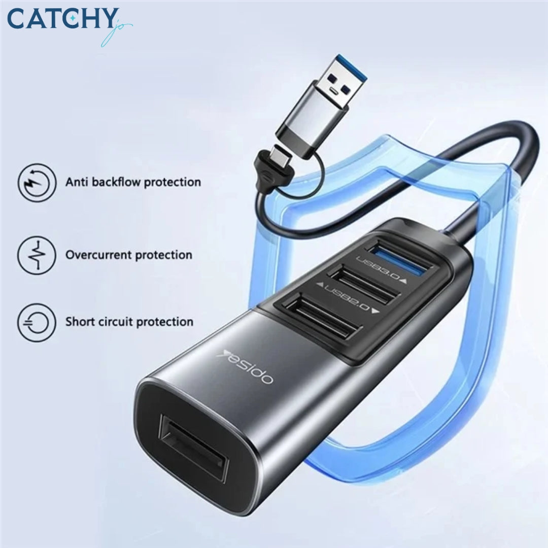 YESIDO HB20 5-in-2 USB Hub Adapter