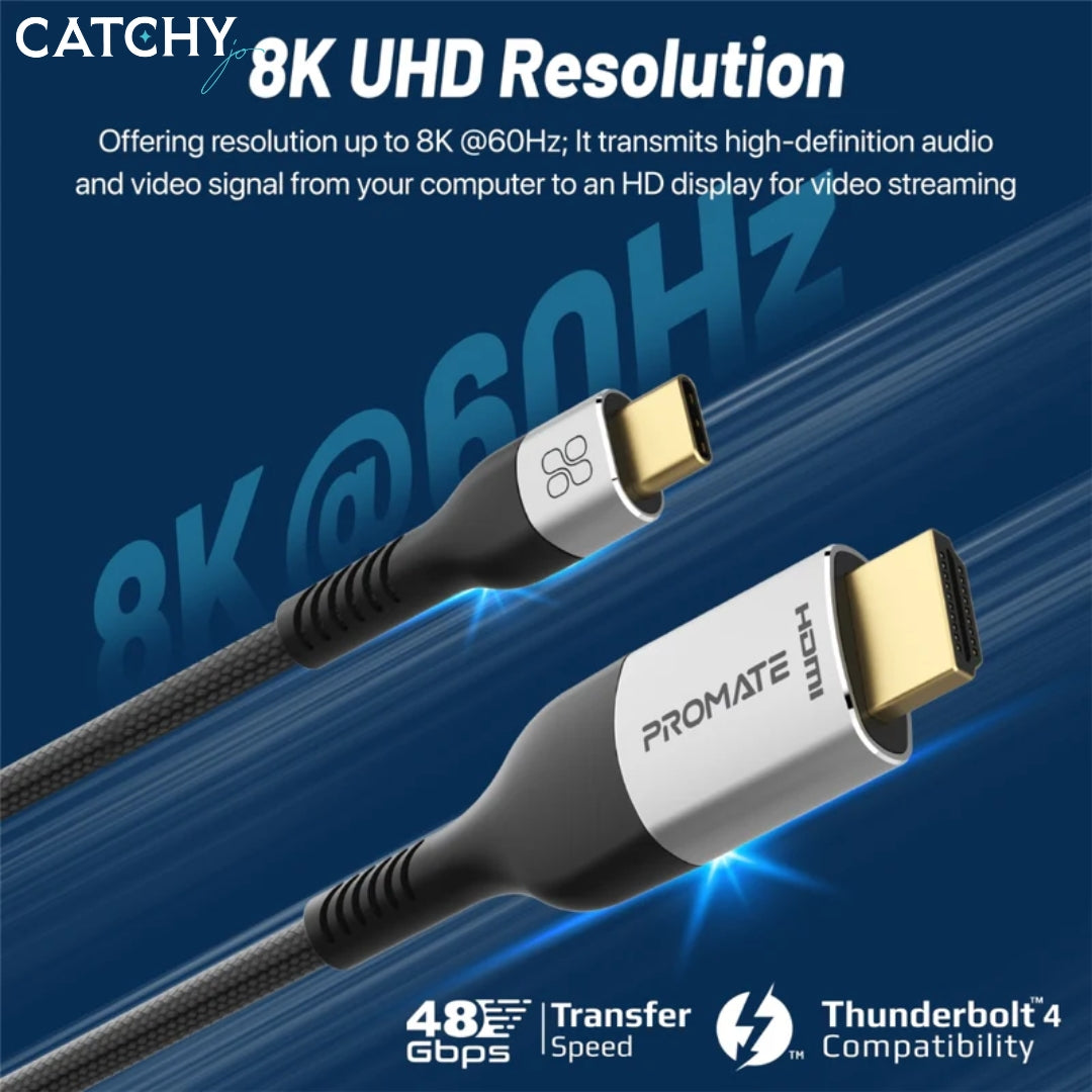 PROMATE MediaCord-8K CrystalClarity USB-C To HDMI Cable