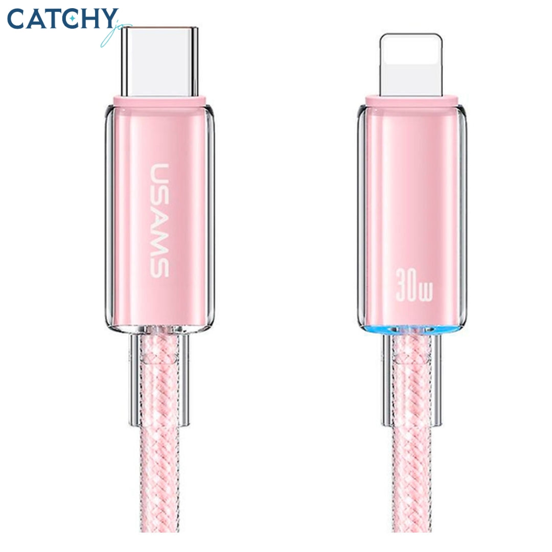 USAMS SJ659 Type-C To Lightning Fast Charging Transparent Data Cable (1.2M)