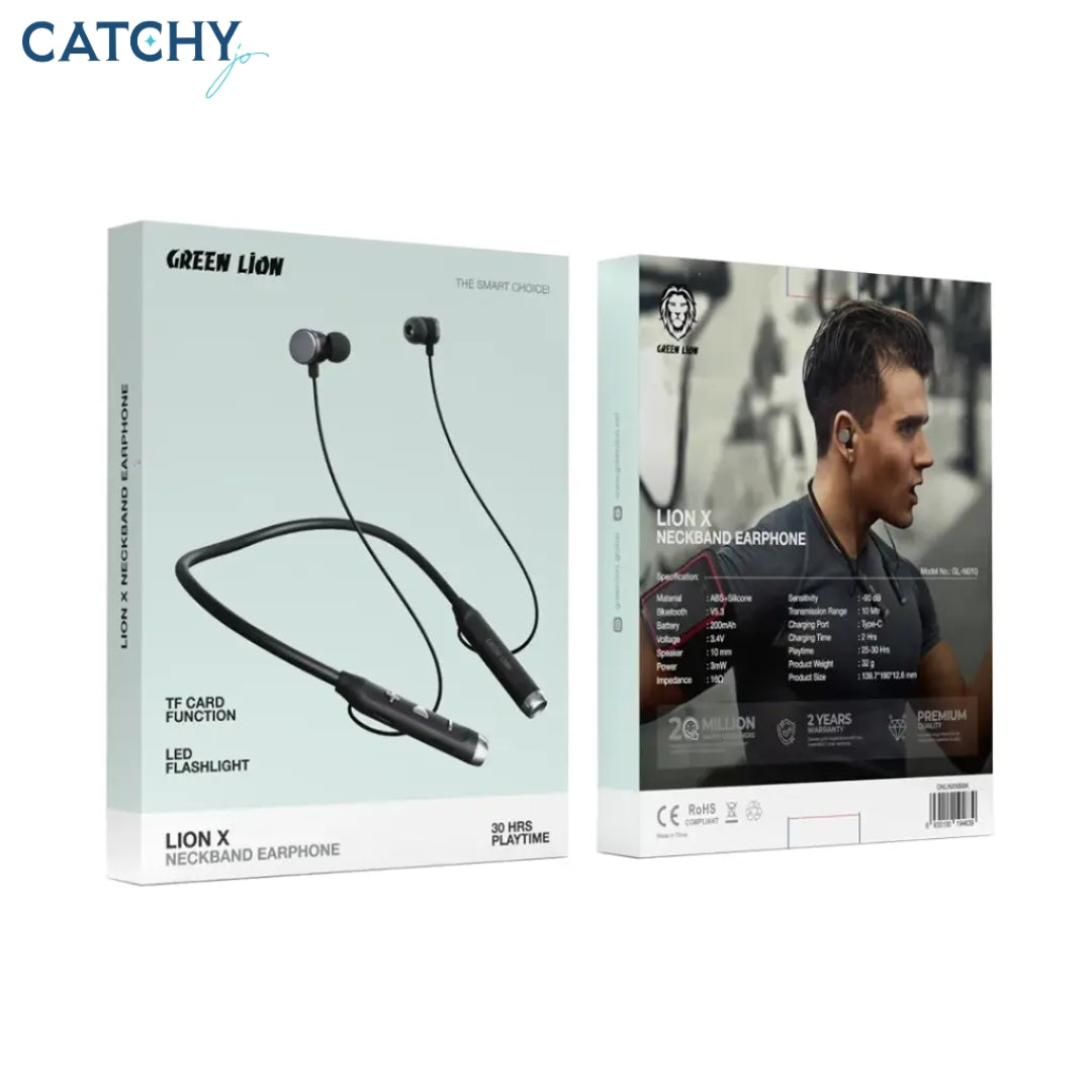Green Lion X Neckband Earphone With TF Card & Flashlight