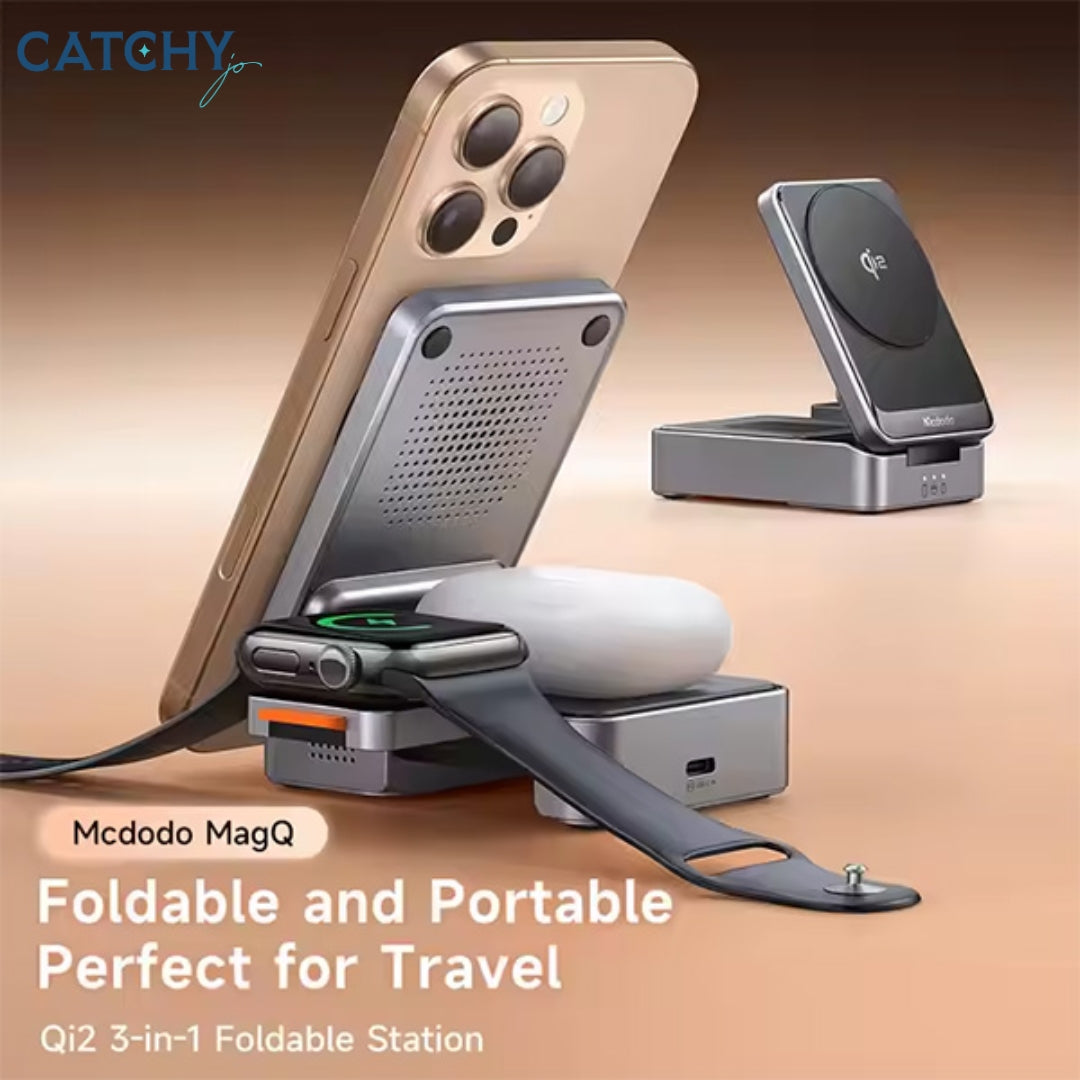 MCDODO MagQ Qi2 3 in 1 Foldable Magnetic Wireless Charger (15W)