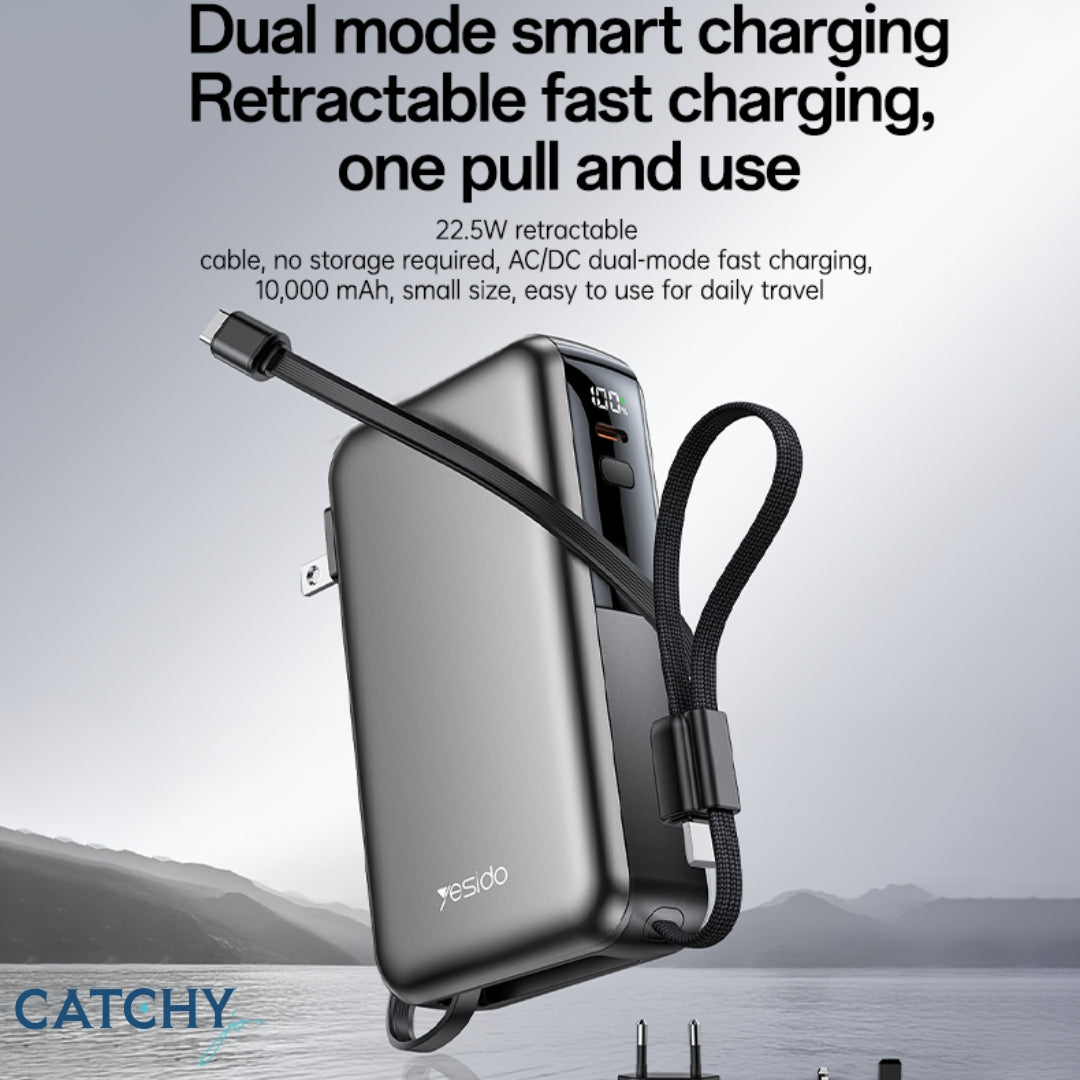 YESIDO YP90 Fast Charging With Cable Screen Power Bank (10000mAh )