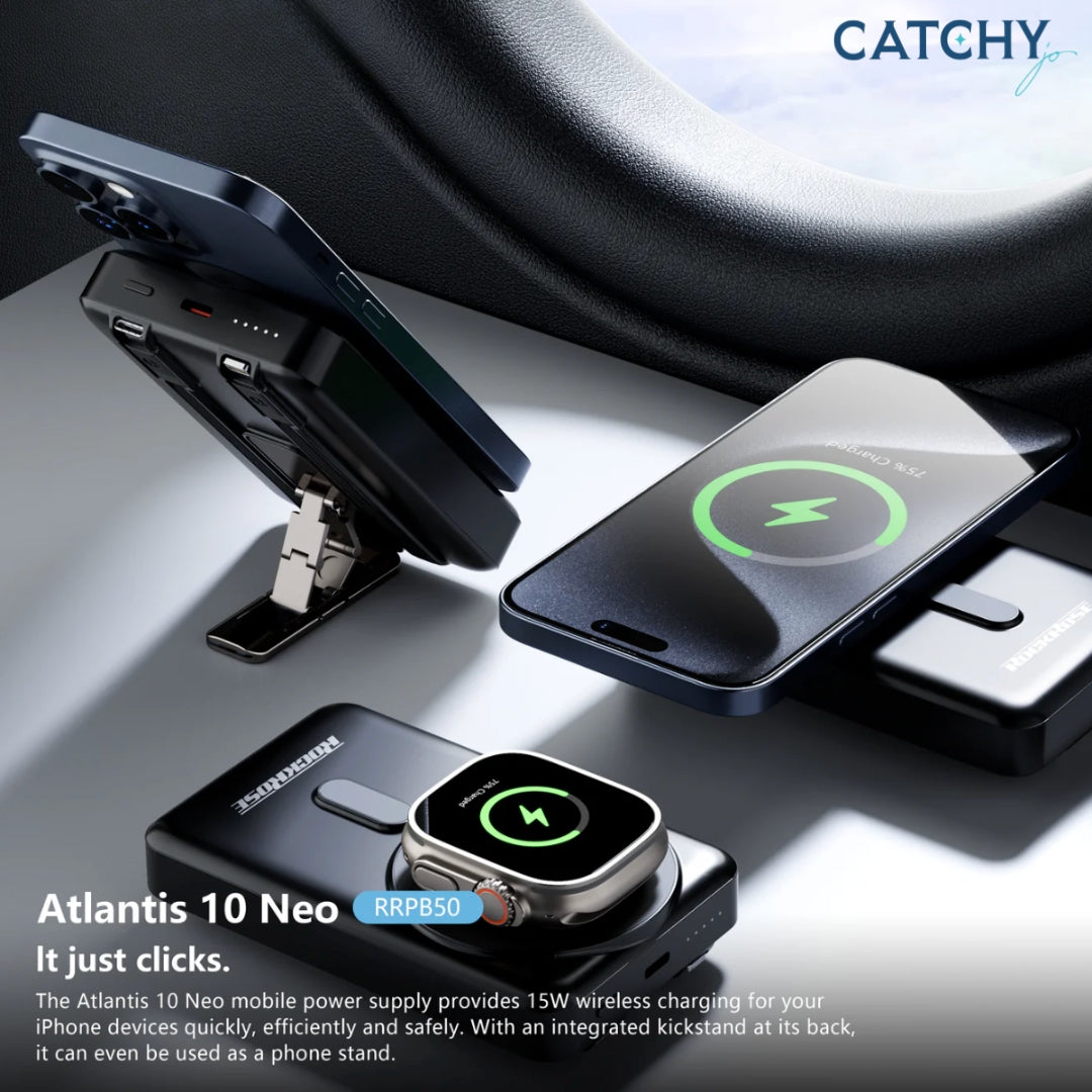 ROCKROSE Atlantis 10 Neo Magnetic Wireless Charge Power Bank (10000mAh)