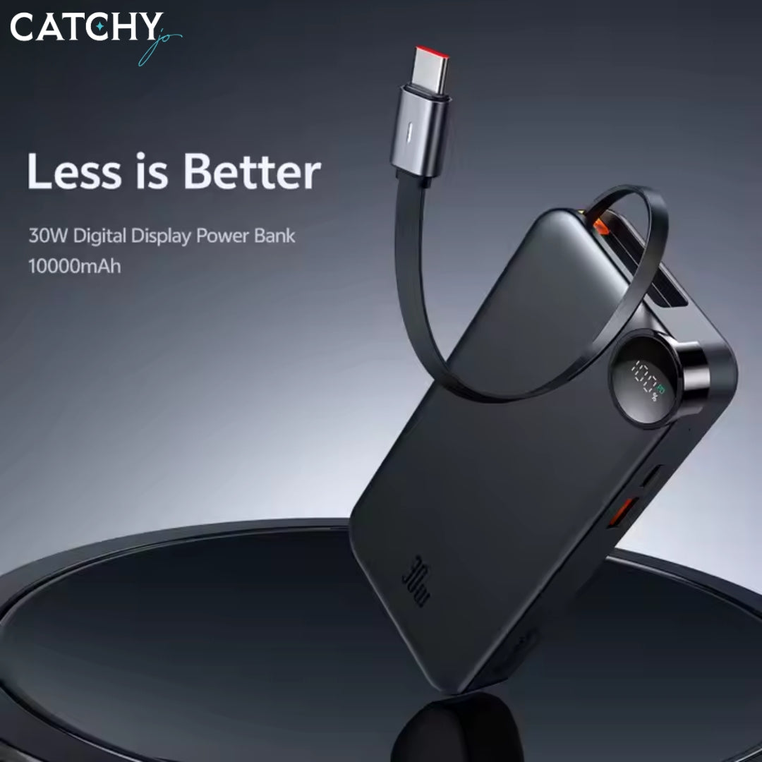 MCDODO 387 باور بانك بشاشة رقمية مع كابل Type-C قابل للسحب (10000mAh)