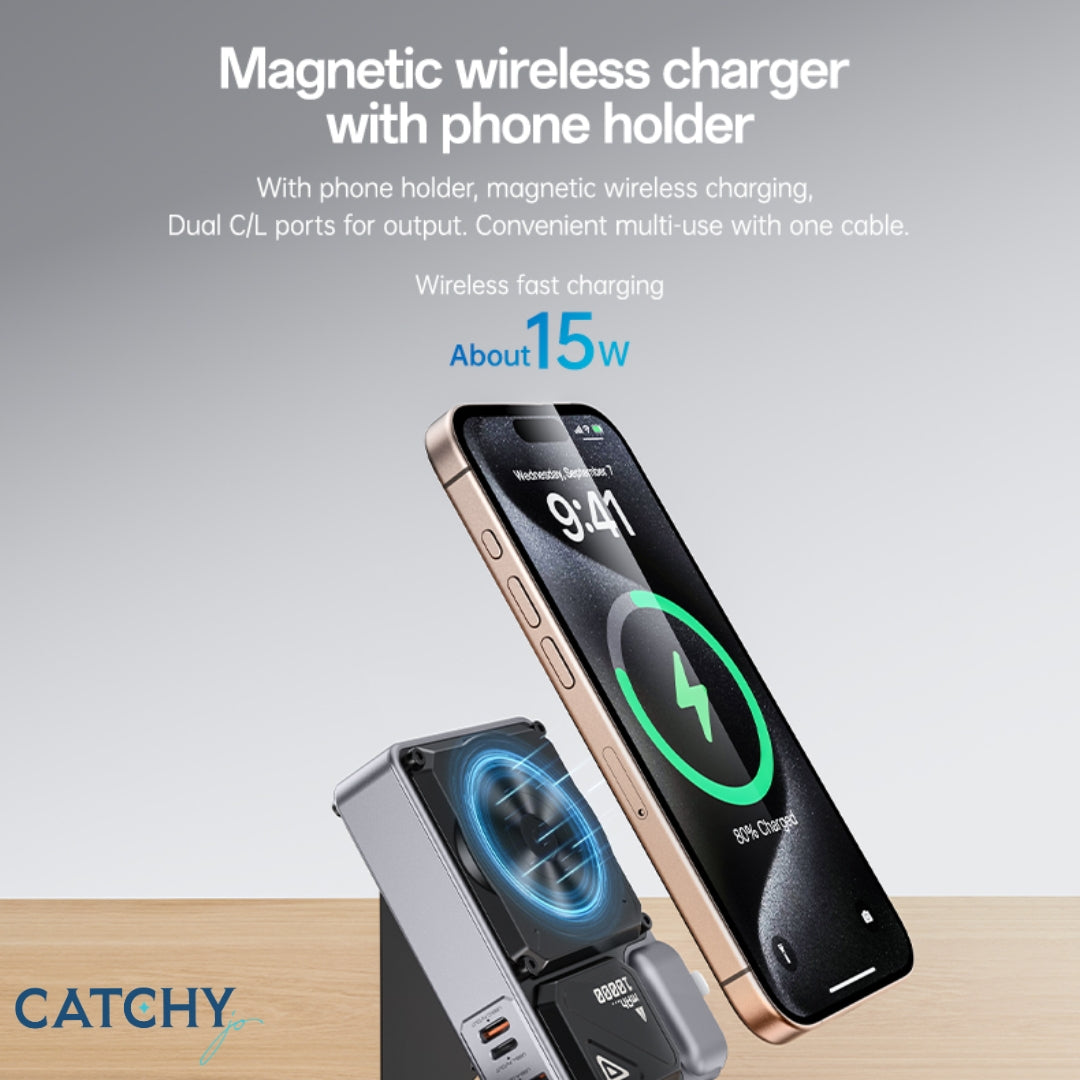 YESIDO YP89 5-IN-1 MagSafe Power Bank With Built-in Stand (10000mAh)