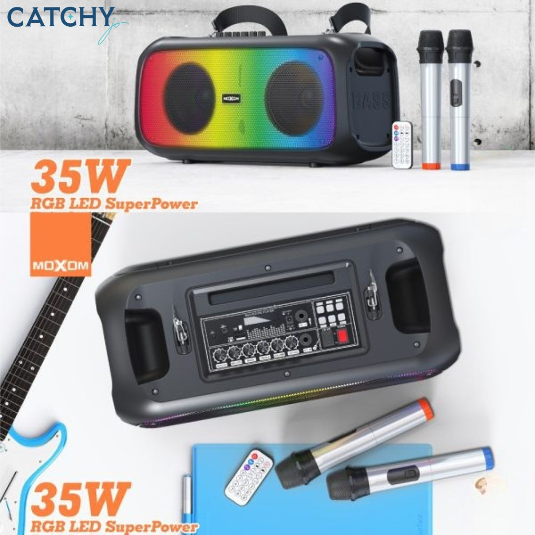 MOXOM MX-SK52 RGB LED Super Power Wireless Speaker With 2 Wireless Microphone MOXOM MX-SK52 RGB LED Super Power Wireless Speaker With 2 Wireless Microphone