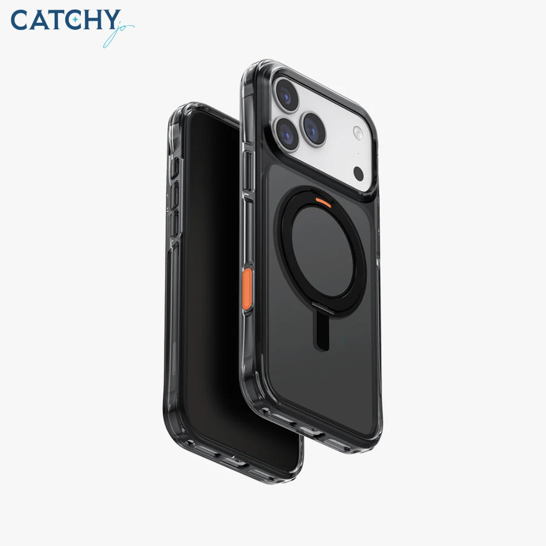 UNIQ Swivix Rotating Kickstand Case | iPhone 17 Pro | iPhone 17 Pro Max | Orange | Black | Clear UNIQ Swivix Rotating Kickstand Case | iPhone 17 Pro | iPhone 17 Pro Max | Orange | Black | Clear