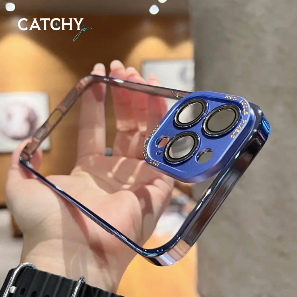 iPhone Frosted Transparent Case With Metal Camera Lens