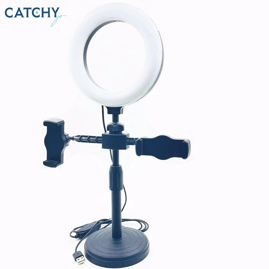 LED Ring Fill Light Lamp With Dual Phone Holders