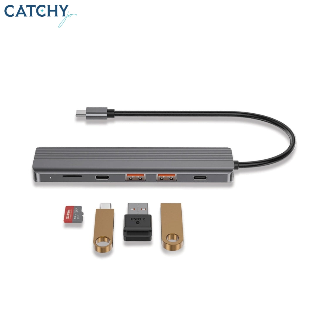 Powerology 6-in-1 Slim 4K HDMI USB-C Hub