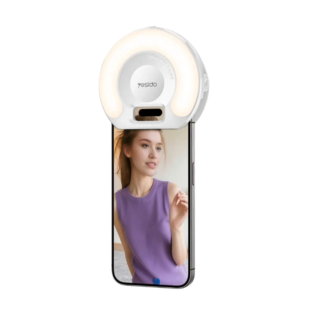 YESIDO Selfie Ring Light With Mobile Clip & LED Lighting