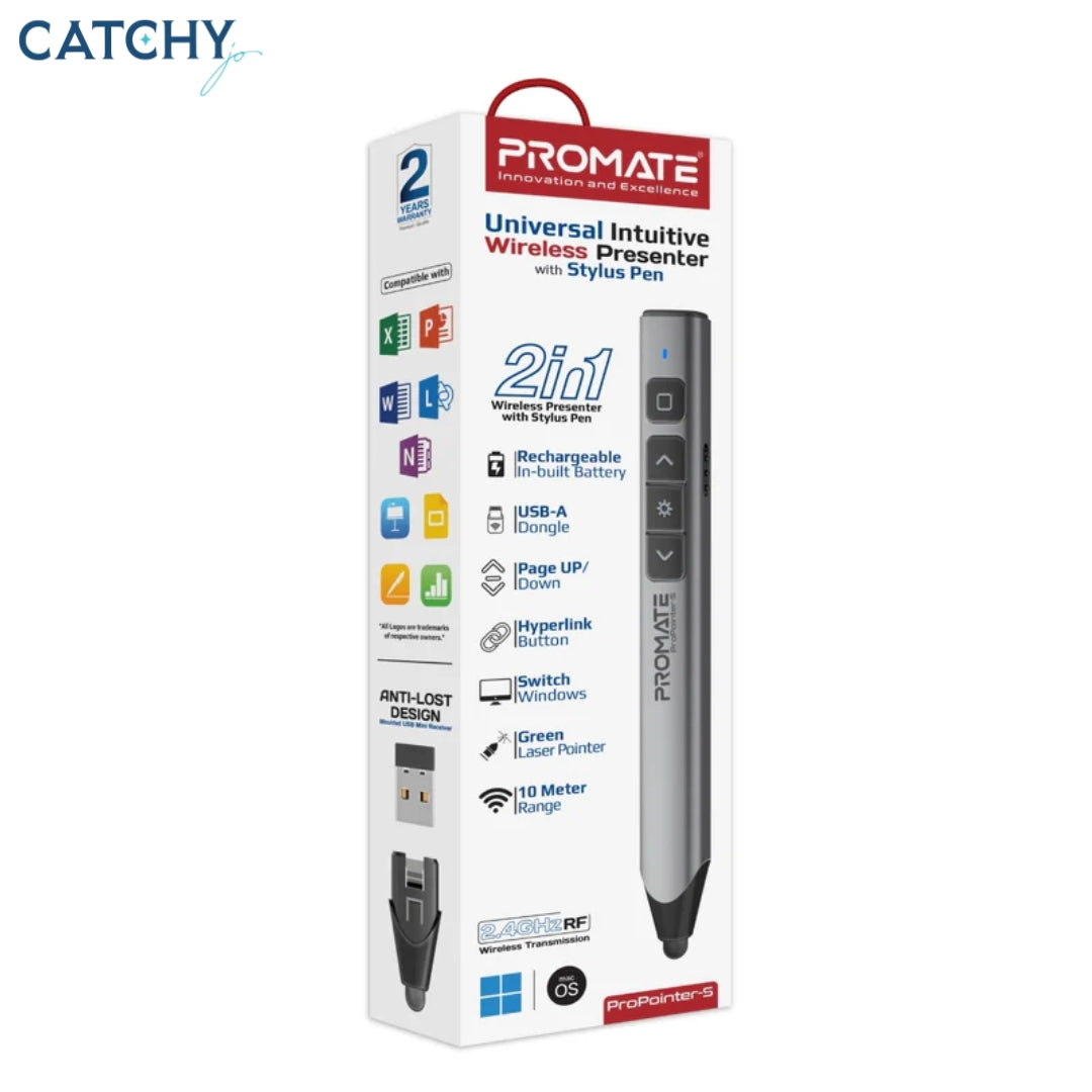 PROMATE ProPointer-S Universal Intuitive Wireless Presenter with Stylus Pen