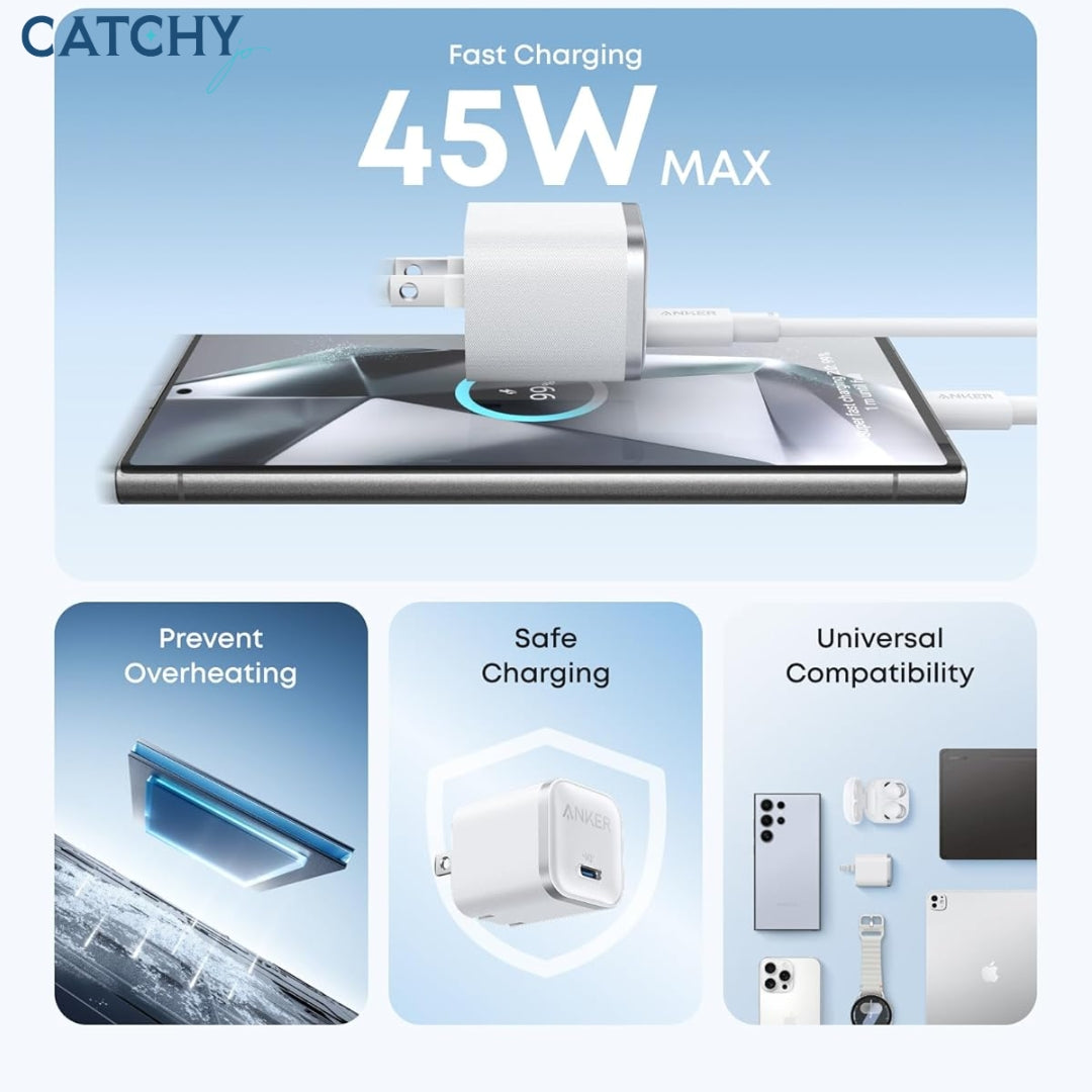 Anker Nano Type-C Fast EU Charging Adapter (45W) | Black | White Anker Nano Type-C Fast EU Charging Adapter (45W) | Black | White