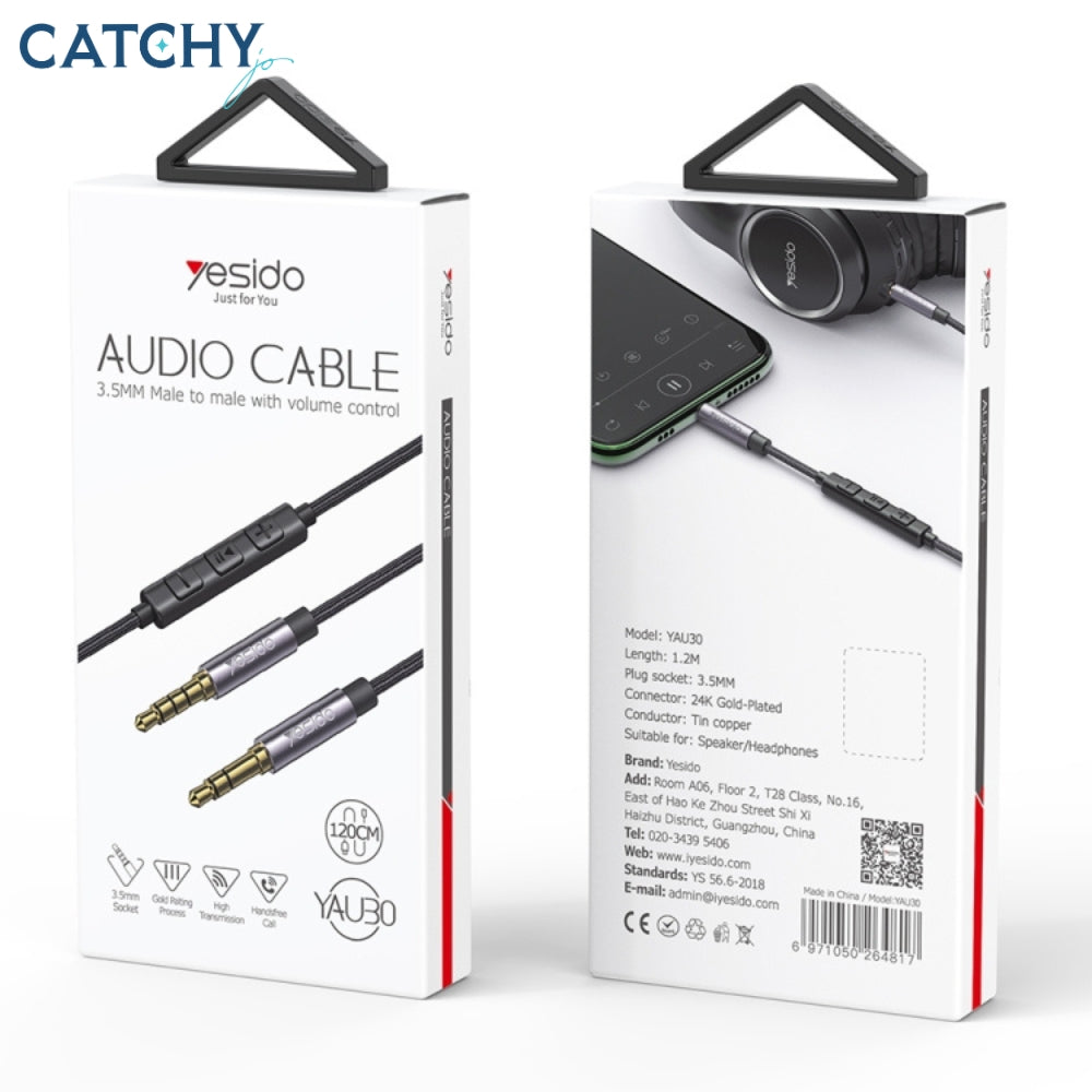 YESIDO YAU30 3.5mm Male To 3.5mm Male Audio Cable 1.2M