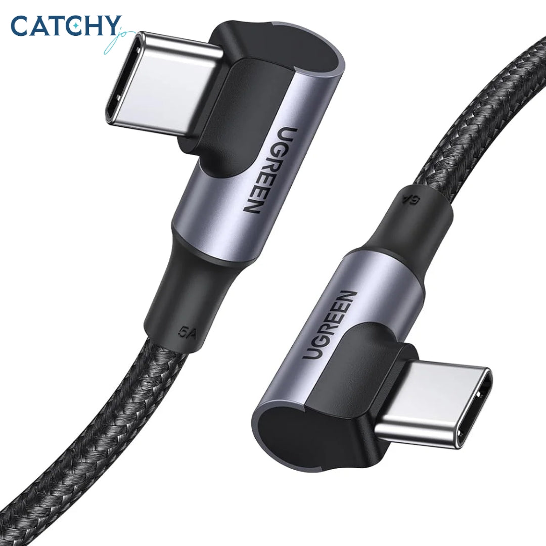 UGREEN كابل بيانات USB-C بزاوية قائمة إلى USB-C