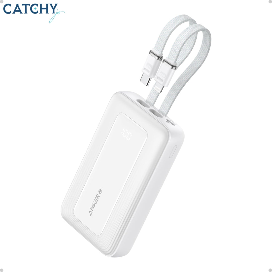 Anker Zolo شاحن محمول بكابلات Lightning وUSB-C مدمجة (10000mAh)
