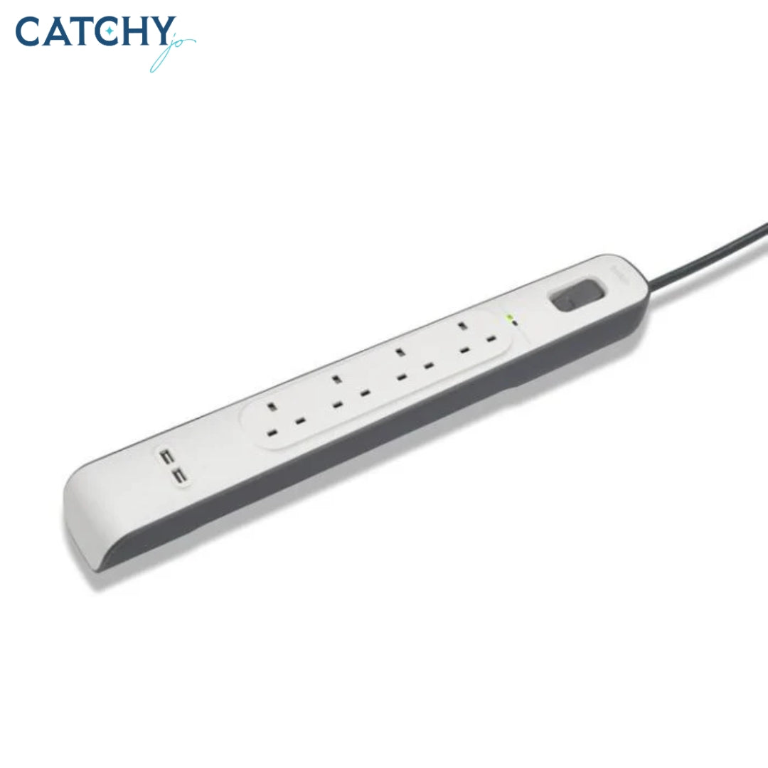 BELKIN 4-Outlet Surge Protection Strip With 2.4 Amp 2xUSB Charging (2M)