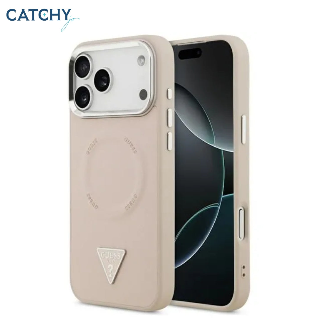 GUESS iPhone MagSafe Leather Case With Triangle Logo