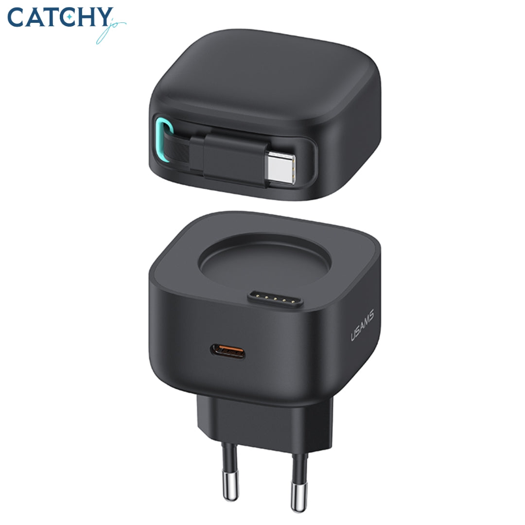 USAMS US-CC202 Dual 2C Output With Type-C Magnetic Retractable Cable Module (35W)