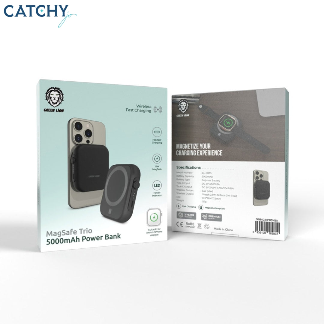 Green Lion بنك طاقة MagSafe ثلاثي ( 5000mAh)