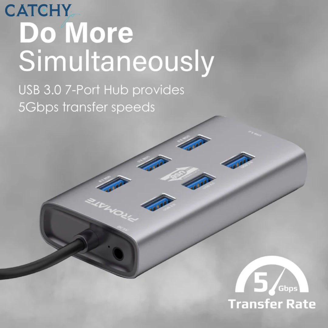PROMATE EzHub-7 Multi-Function High Speed USB-C Hub (100W)