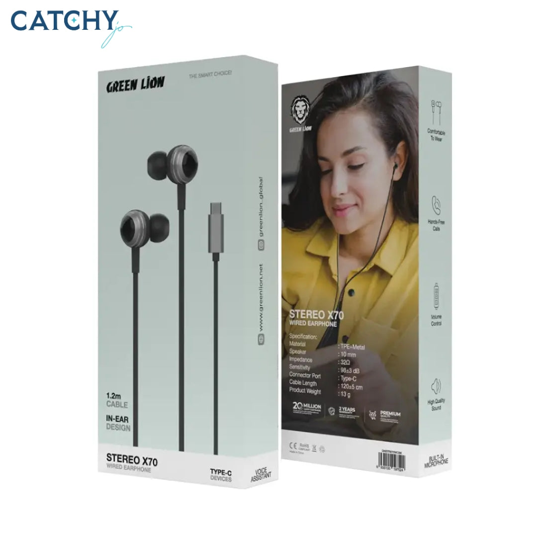 Green Lion Stereo X70 Wired Earphone 1.2M (Type-C)