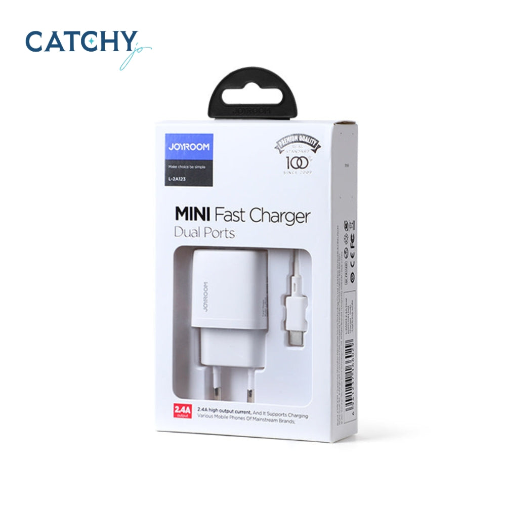 JOYROOM L-2A123 2.4A Dual Ports Mini Fast Charger With Cable