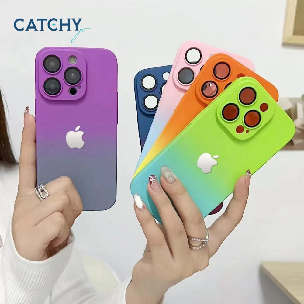 iPhone Gradient Frosted Case With Camera Protector