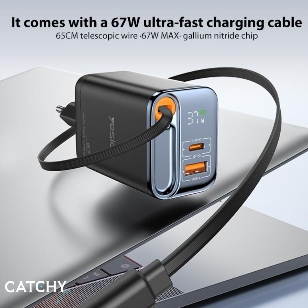 YESIDO YC100 Fast Charger Adapter With Cable