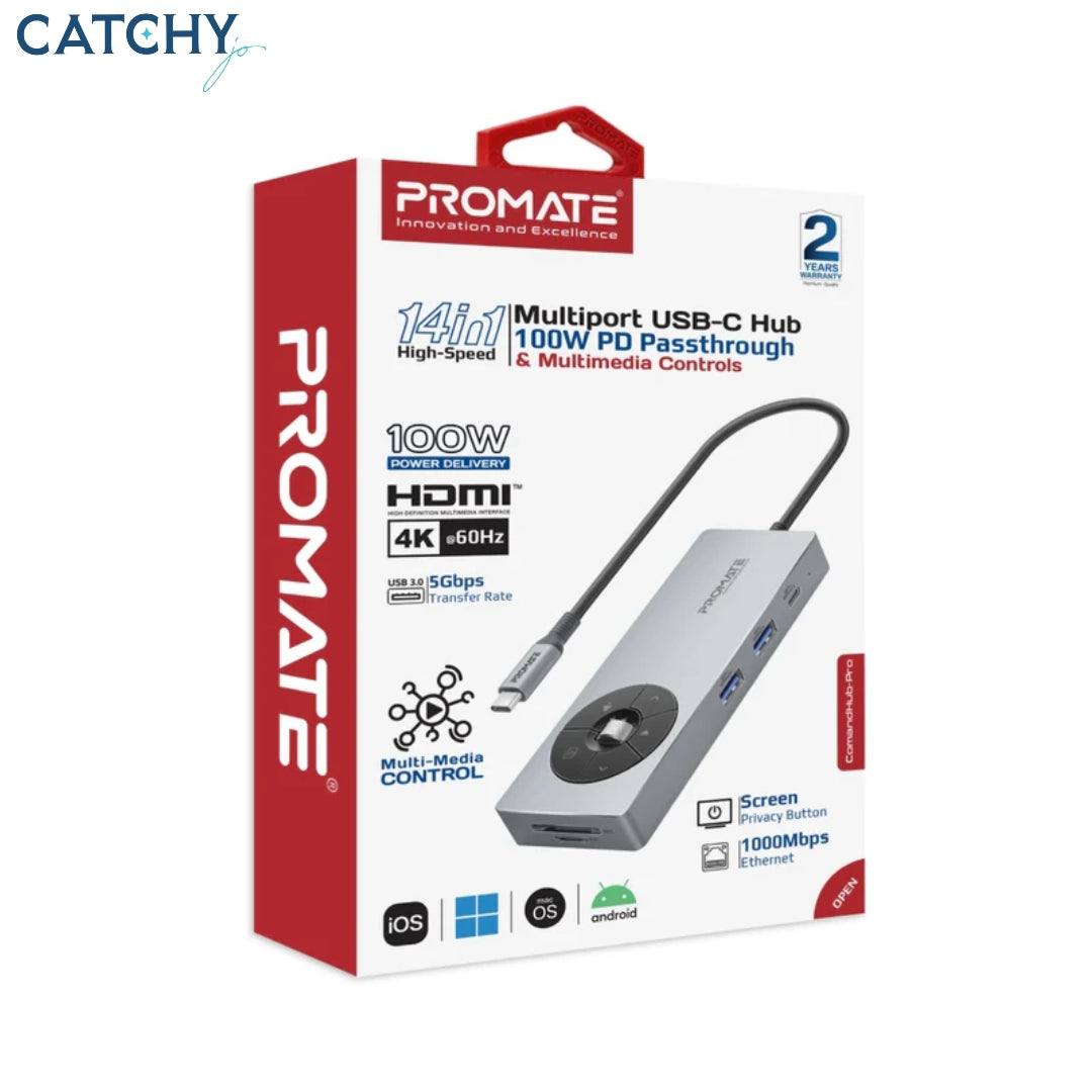 PROMATE Comand Hub-Pro 14-in-1 Highspeed Multiport USB-C Hub (100W)