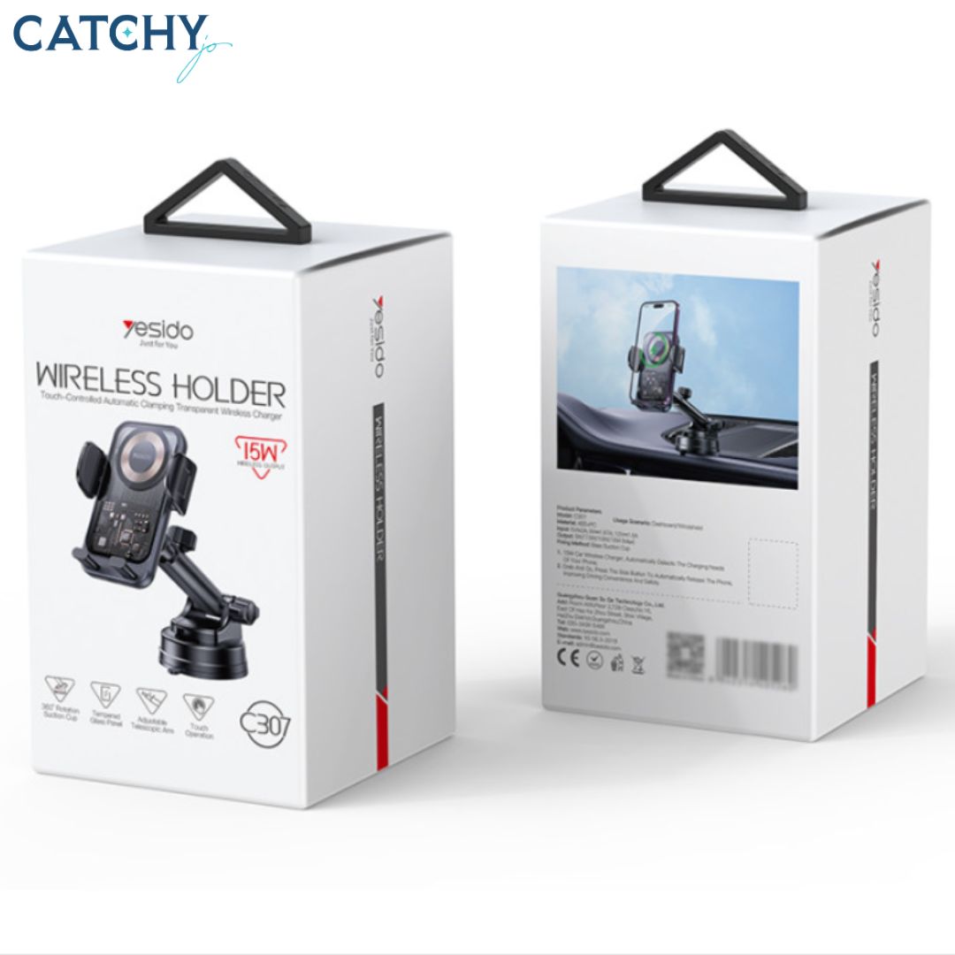 YESIDO C307 360 Wireless Fast Charging Car Phone Holder (15W)