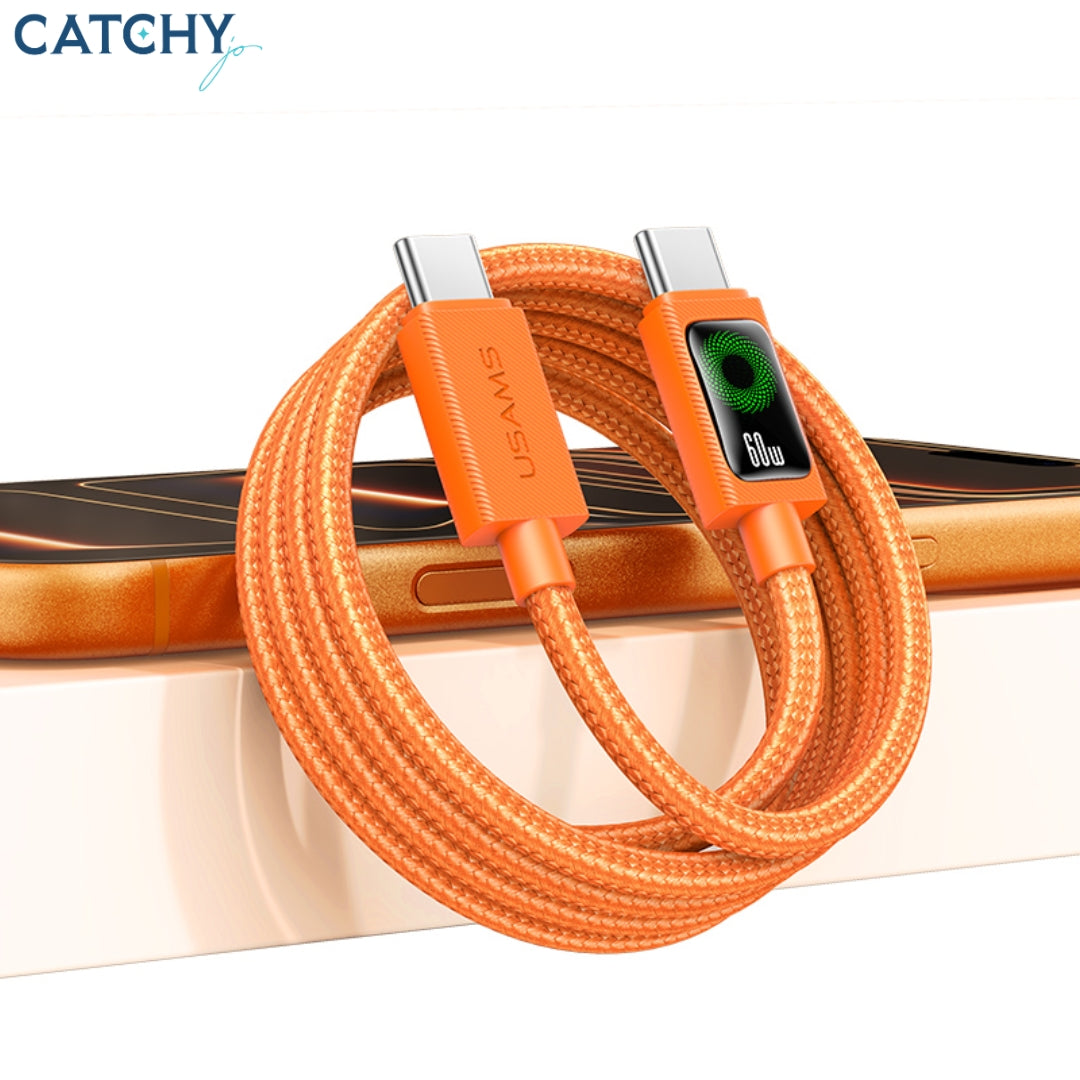 USAMS SJ773 Type-C To Type-C Charging & Data Cable With Light
