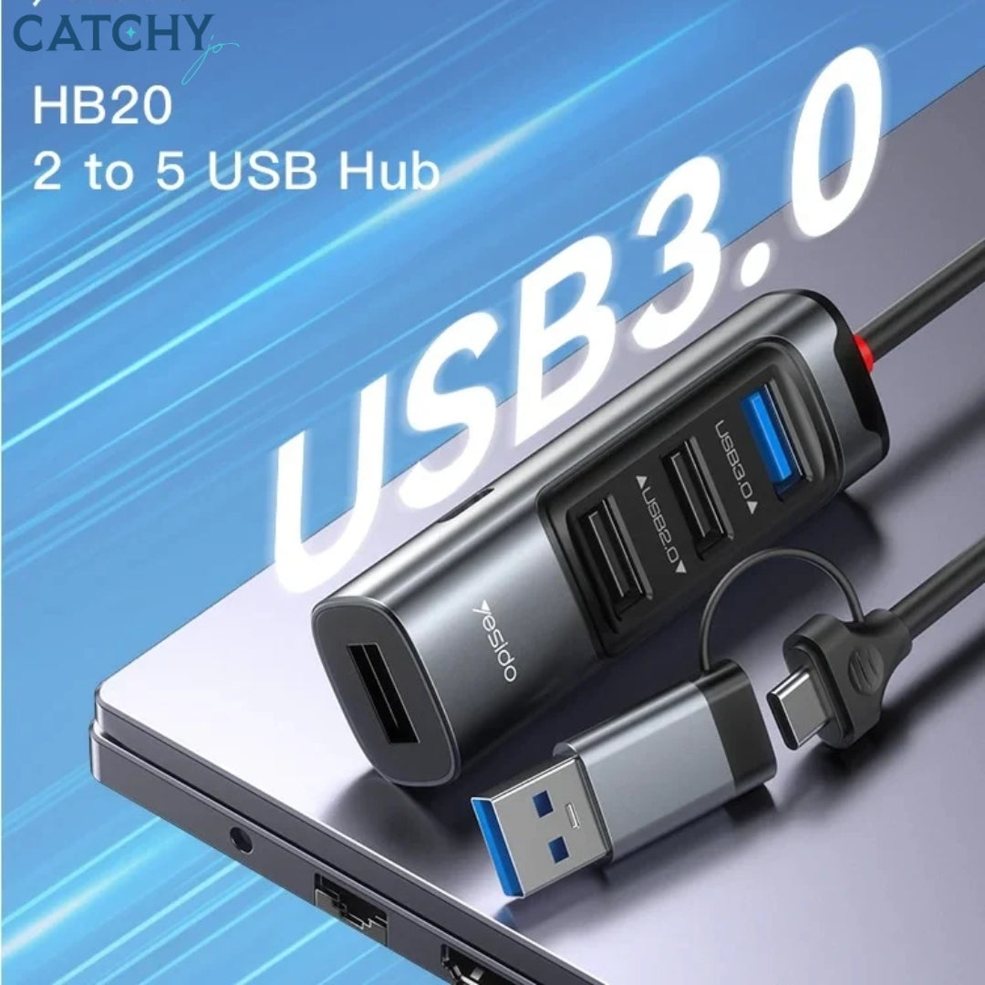 YESIDO HB20 5-in-2 USB Hub Adapter