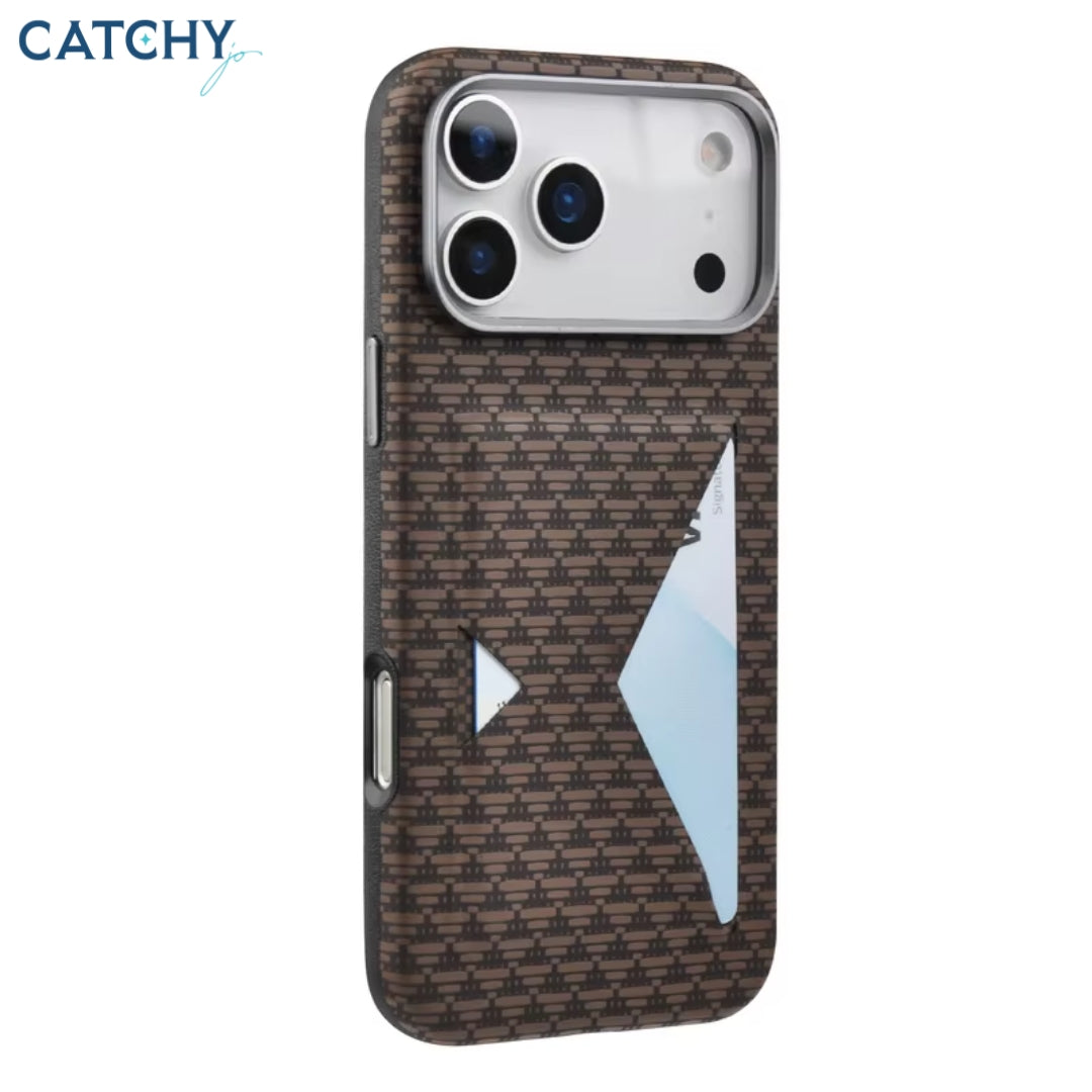 غطاء جلدي لـ iPhone بفتحة بطاقة، مقاوم للصدمات ومغناطيسي