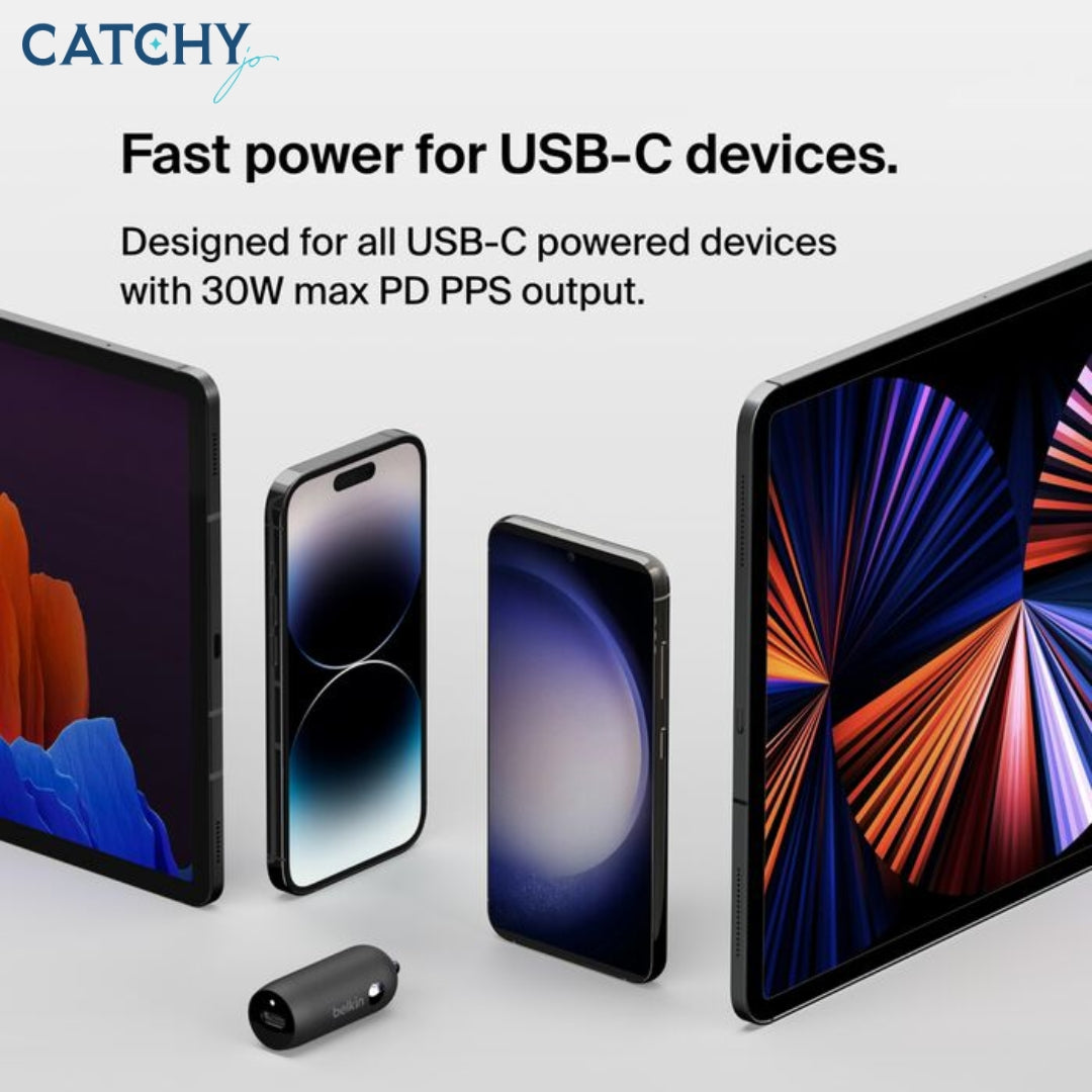 BELKIN BoostCharge USB-C Car Charger + USB-C to Lightning Cable (30W)