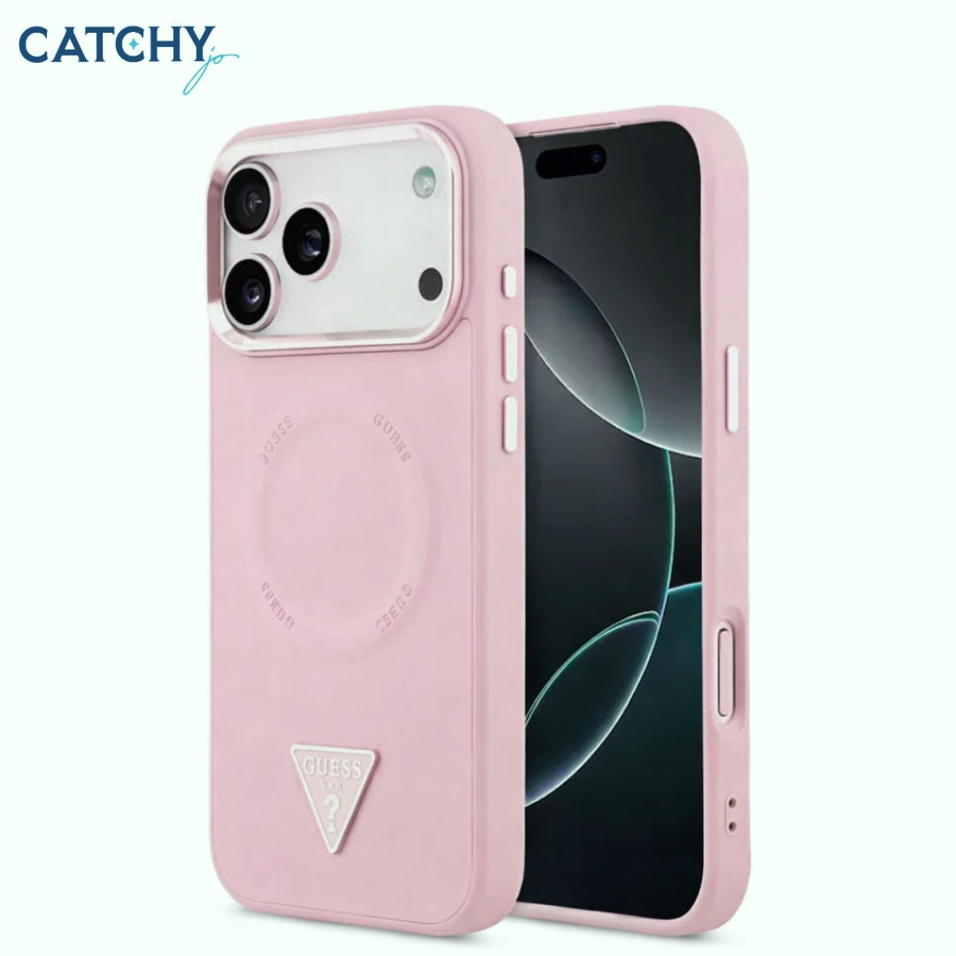 GUESS iPhone MagSafe Leather Case With Triangle Logo