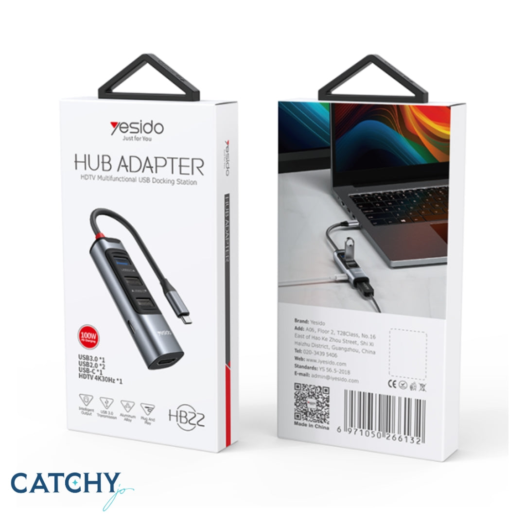 YESIDO HB22 5 IN 1 USB-C Hub Adapter