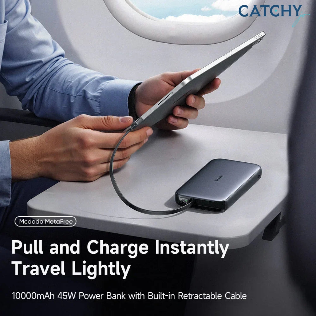 MCDODO FreeGo Fast Power Bank With Built-in Type-C Cable (10000mAh)