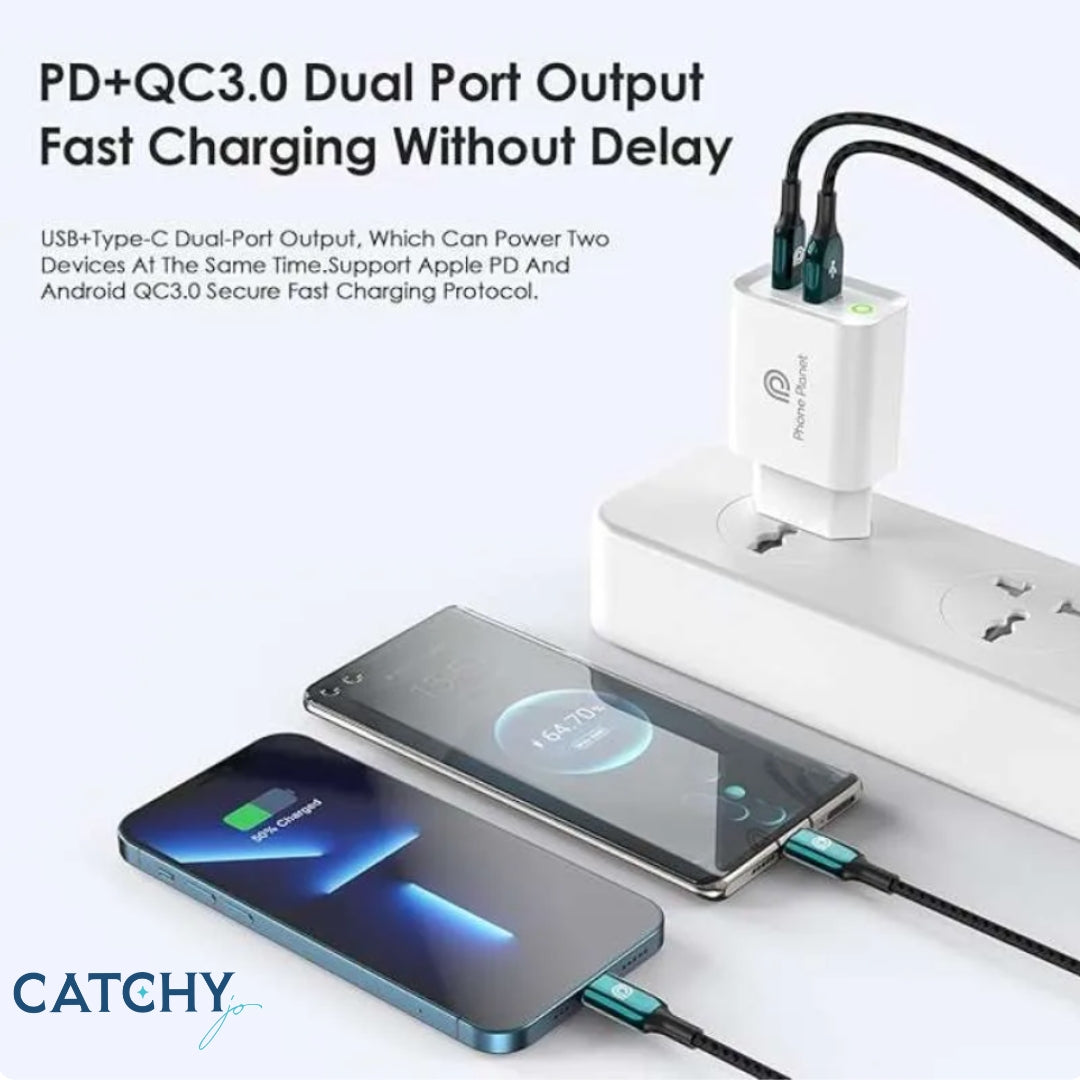 PhonePlanet Charging Adapter With USB-C + USB-A EU (30W)