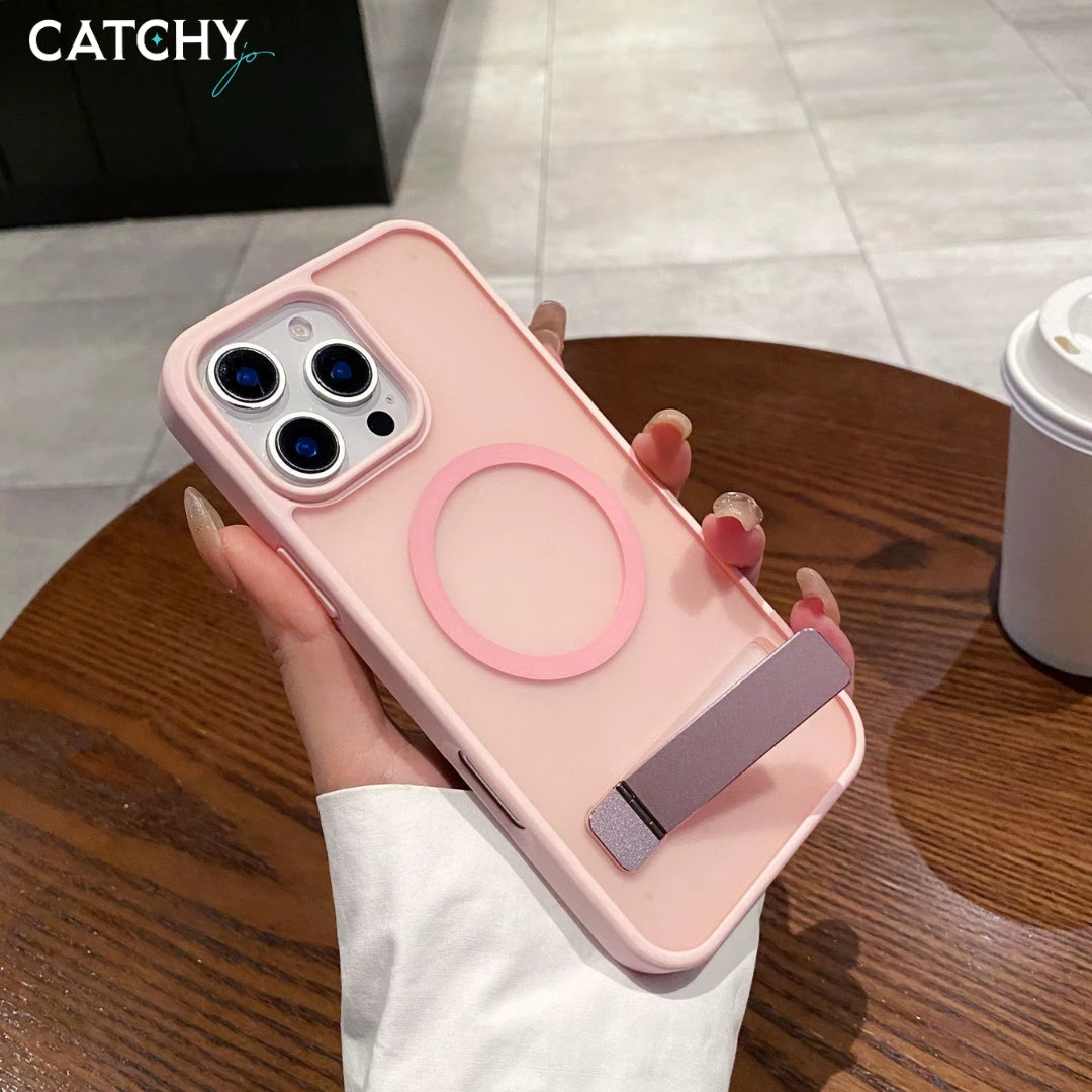 Magnetic Stand Grip Frosted Wireless Charge Case
