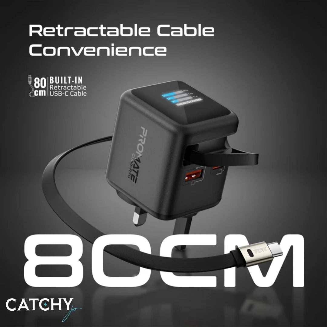 PROMATE Cubix-R70W Wall Charger With USB-C Cable