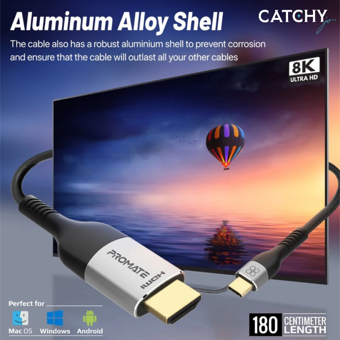 PROMATE MediaCord-8K CrystalClarity USB-C To HDMI Cable