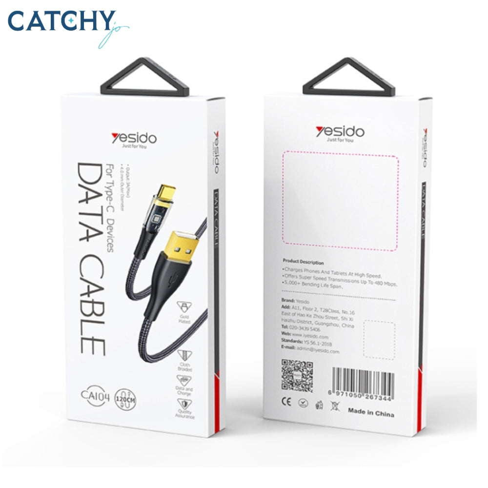 YESIDO CA104 USB To Type-C Charging Data Cable 1.2M