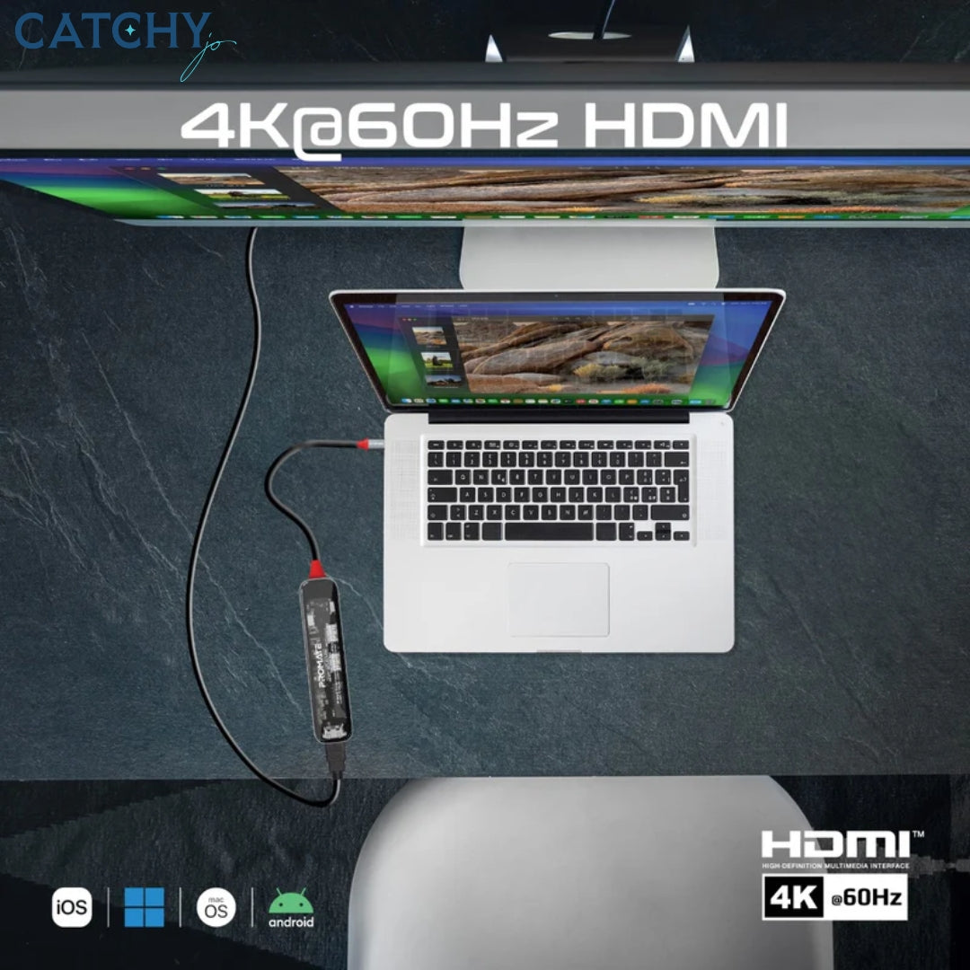 PROMATE TransHub 7-in 1 Transparent Multiport Slim USB-C Hub (100W)