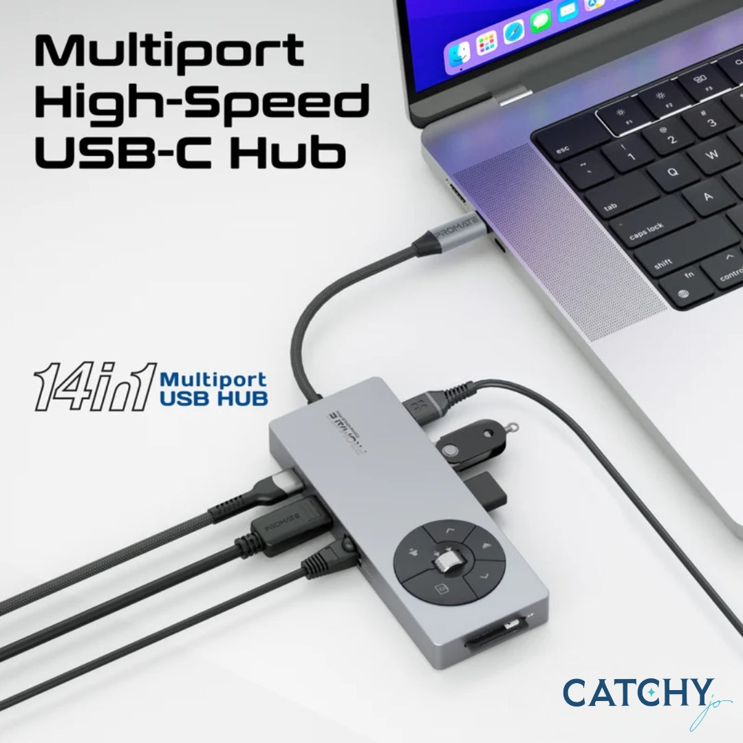 PROMATE Comand Hub-Pro 14-in-1 Highspeed Multiport USB-C Hub (100W)