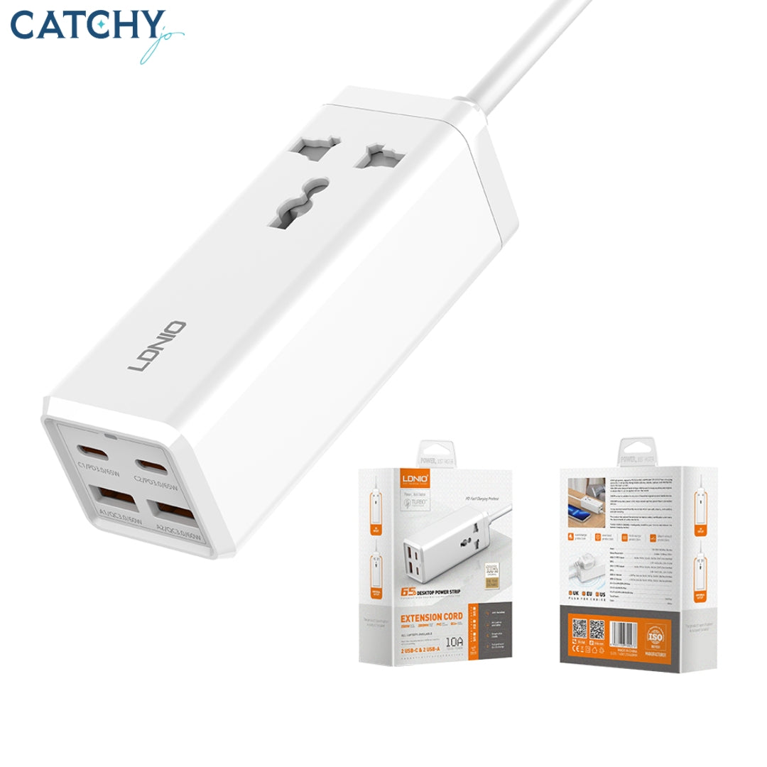 LDNIO SC1418 2 USB-C & 2 USB-A Power Strip (65W)