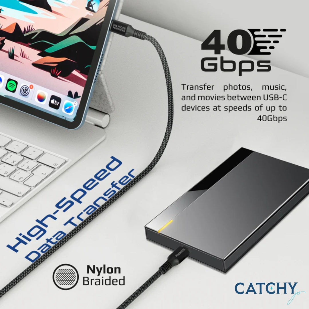 PROMATE PowerBolt 240W Super Speed Fast Charging USB-C Cable