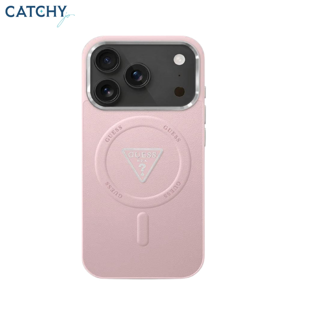 GUESS iPhone MagSafe Leather Case With Triangle Logo